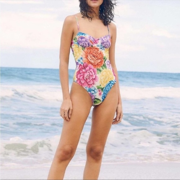 Farm Rio Chita Rainbow One Piece Swimsuit Bathing Suit Swim - Picture 2 of 7